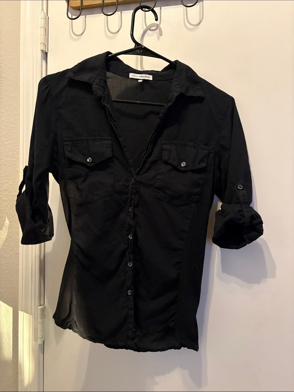 James Perse Women's Lightweight Cotton Voile Button-Up Utility Shirt Size 2 (M)